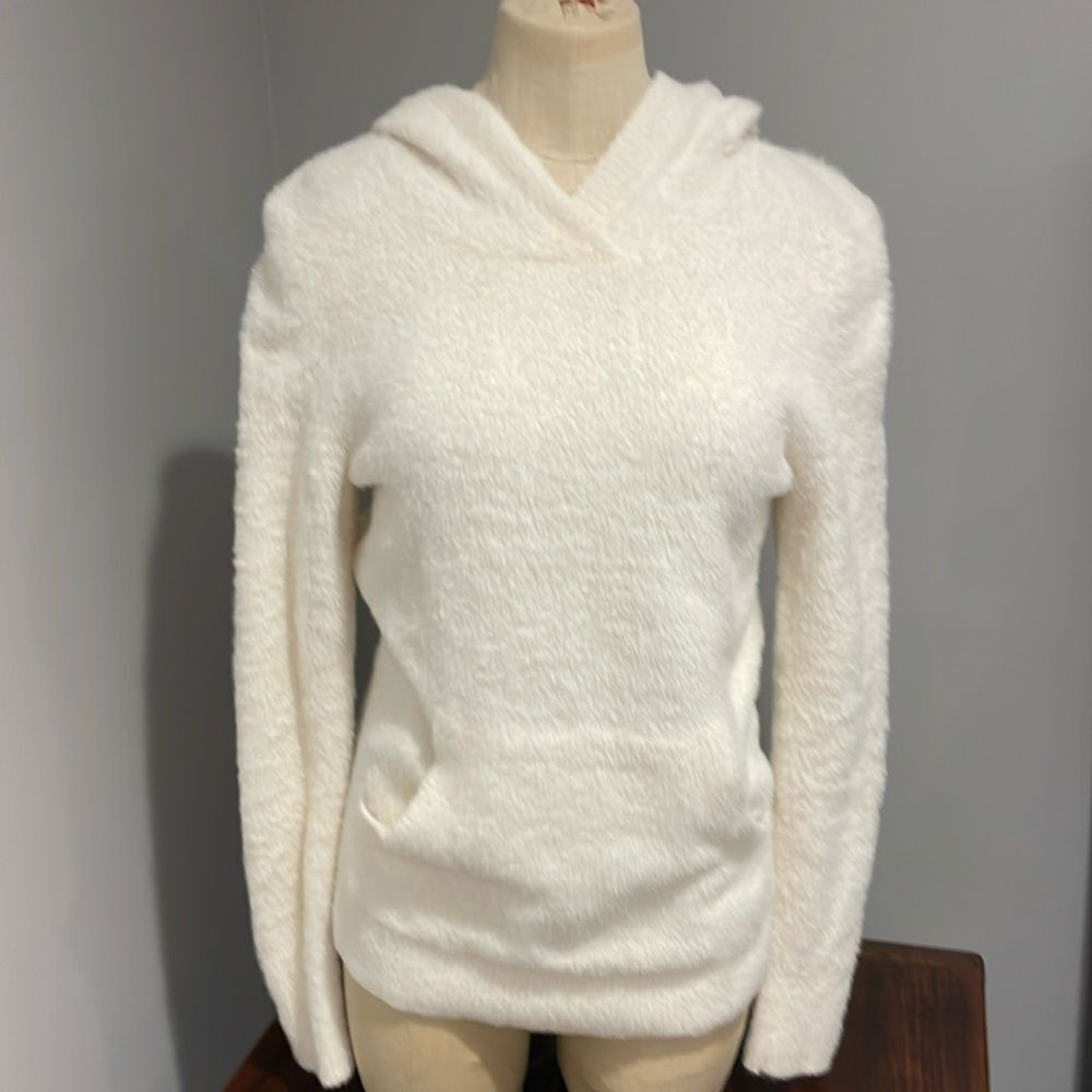 Soma Plush Hooded Pullover in Ivory White
